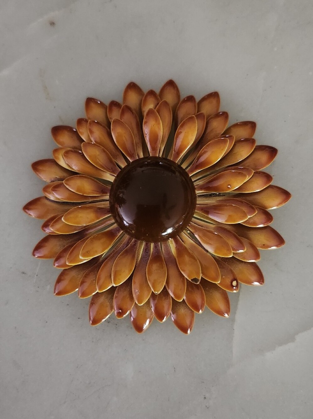 Beautiful Amber Sunflower Brooch